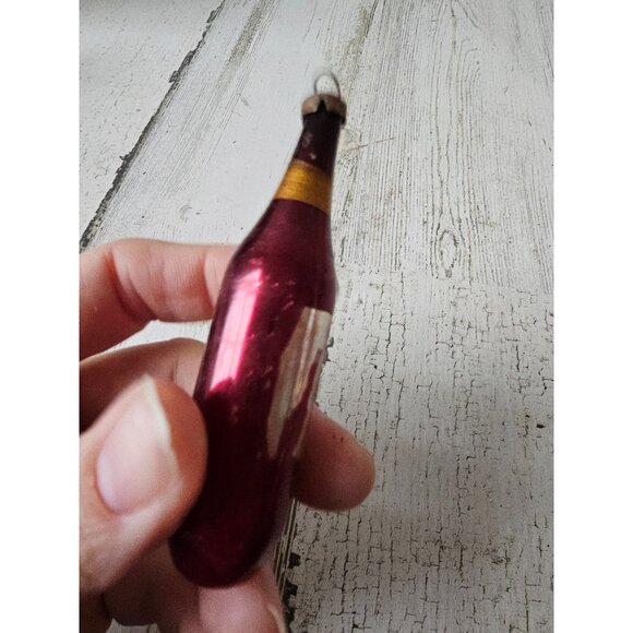 Antique vintage wine champagne glass mercury ornament Mini Xmas tree maroon re - Picture 3 of 8